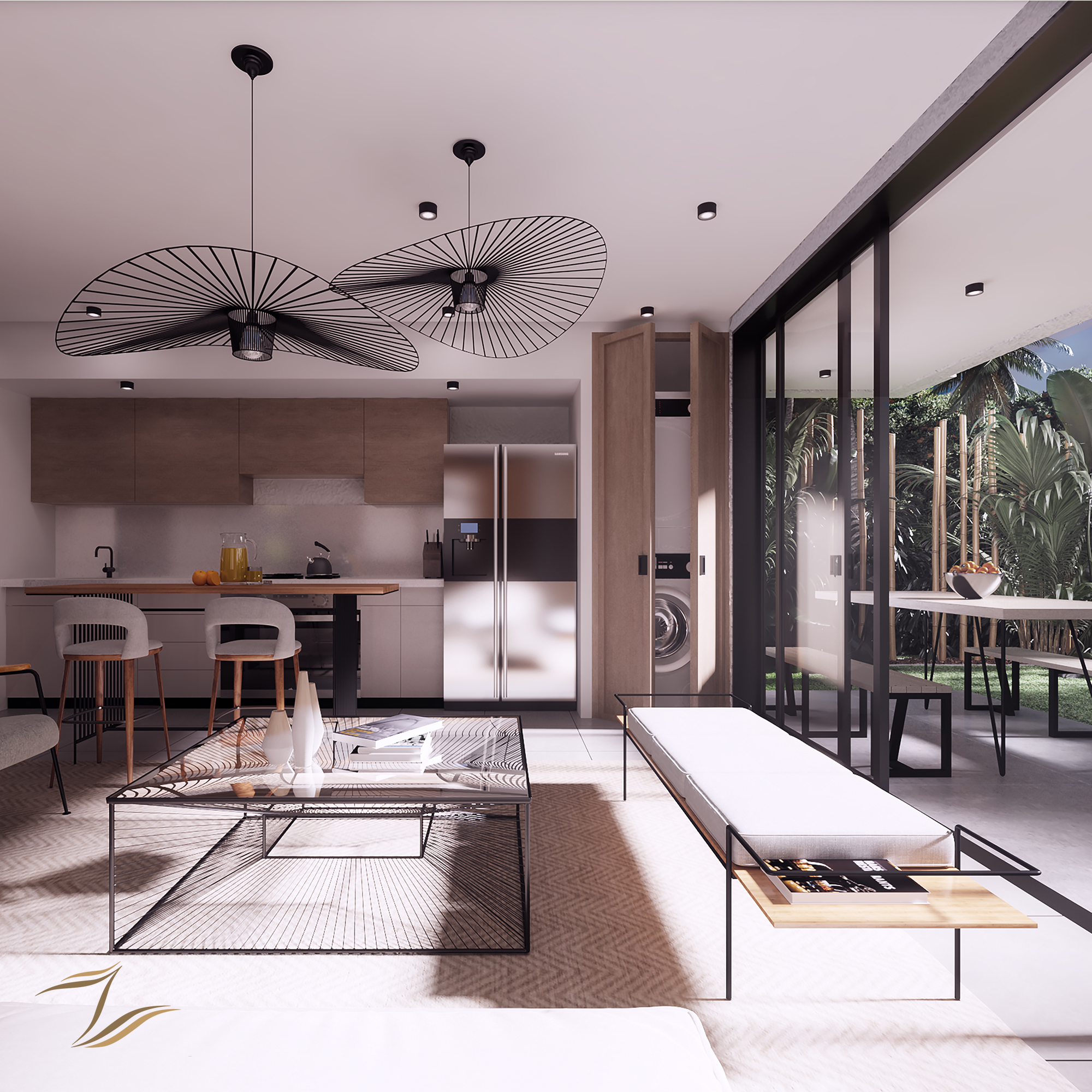 Sala y cocina abierta — Villa tipo B
